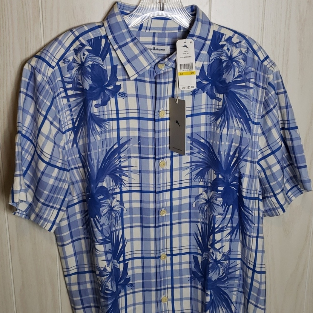 Lattice Bay Silk Blend Camp Shirt Sz M